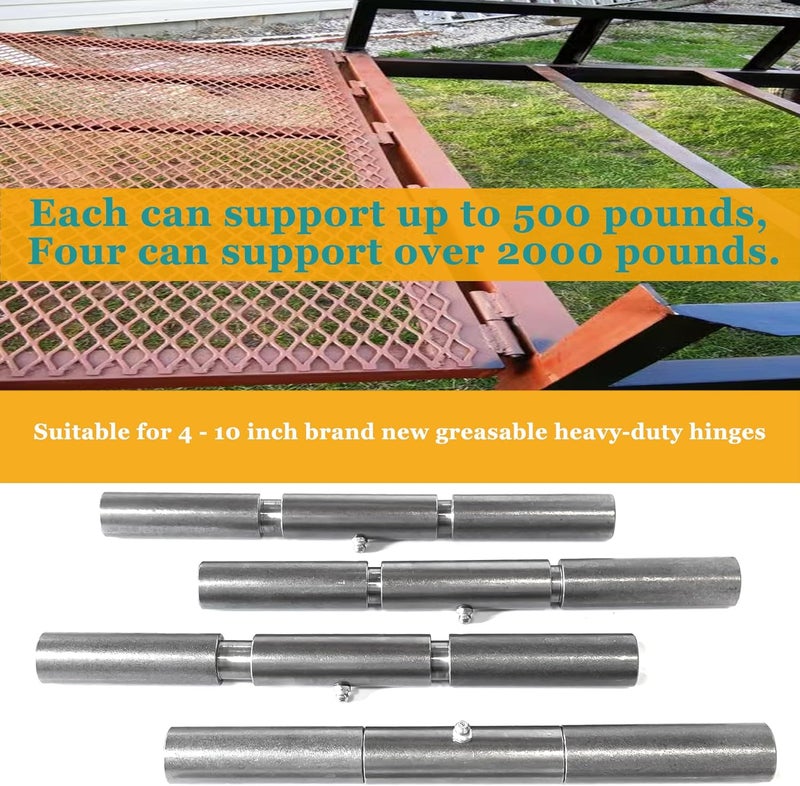 GINXFIT 10-Inch Weld On Trailer Ramp Hinge - 4 Pack Heavy Duty Greasable Hinges for Equipment Ramps, Truck Dump Bodies & Doors, 2000lb Load Capacity - Image 4